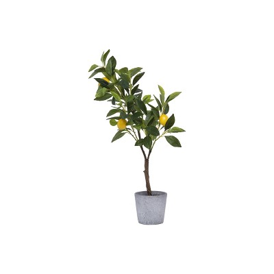 28" Artificial Faux Lemon Tree in Cement Pot - 3R Studios