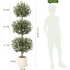 5FT Artificial Olive Tree Potted - 3-Tier Spherical Faux Tree with Realistic Green Leaves & Fruits, Indoor/Outdoor - 4 of 4