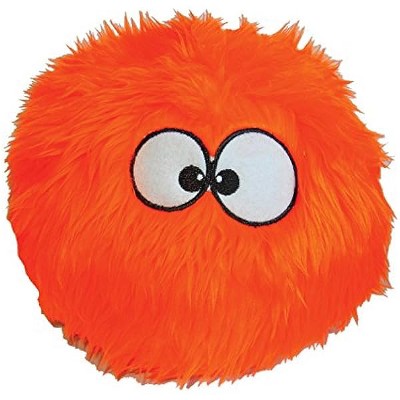 goDog Furballz Squeaky Plush Ball Dog Toy, Chew Guard Technology - Orange, Small