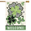 Patterned Shamrocks Welcome House Flag St. Patrick's Day 28" x 40" Briarwood Lane - 2 of 4