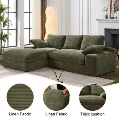 No-Assembly 99x69" 2-Piece Modular Sofa with Sleeper (Minimalist Style)