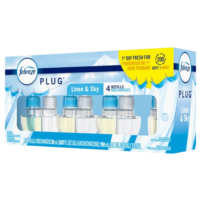 Febreze Plug Quadruple Air Freshener Refills Linen &#38; Sky - 3.48 fl oz/4pk, 3 of 18
