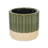 Cheung's Cadeon Blossom Design Round Ceramic Pot with Textured Base- Large - Dark Green - 2 of 3