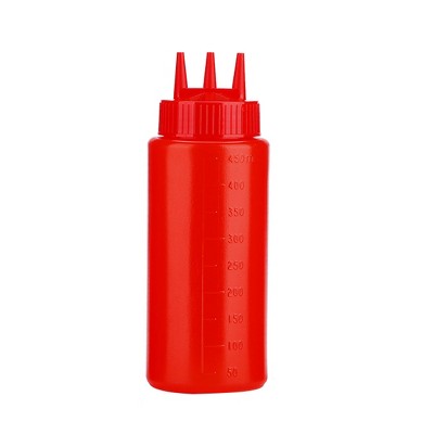 Unique Bargains Home Kitchen PE Vinegar Ketchup 3 Hole Condiment Dispenser Squeeze Bottle
