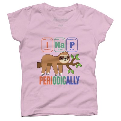 Girl's Design By Humans Funny Science Sloth i Nap Periodic Sloths Lovers By yargic T-Shirt