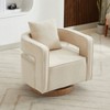 Hrinhom 29"W Upholstered Linen Blend Swivel Chair,Modern Accent Chair with Pillow and Wooden Base - 2 of 4