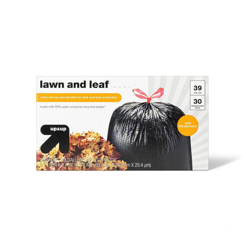 Extra-Strong Lawn and Leaf Drawstring Trash Bags - 39 Gallon/30ct - up &#38; up&#8482;, 1 of 4