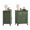 AENKYO Traditional Cottage Style Nightstand with Storage Drawer, Shaker Door End Table Distressed Finish for Bedroom - Vintage Green - 3 of 4