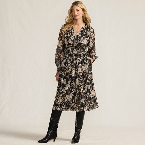 Lands' End Women's Lurex Shadow Stripe Midi Dress - 1 of 4