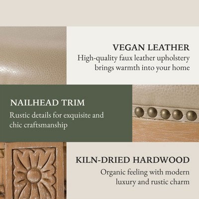 Weathered Oak Swivel Counter Stool with Vegan Leather Upholstery
