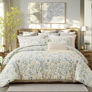 Cozy Flroal Cotton Quilt Set – Soft Breathable 3-Piece Bedding, Romantic Farmhouse Cottage Style - 1 of 4