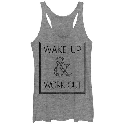 Women's Chin Up Wake Up And Work Out Racerback Tank Top - Gray Heather ...