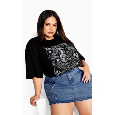 Women's Plus Size Oversized Outlaw Tee - black | CITY CHIC