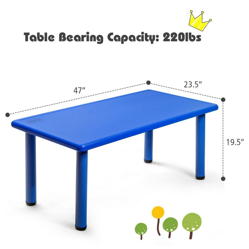 Costway Kids Plastic Rectangular Learn and Play Table Playroom Kindergarten Home Blue, 2 of 11