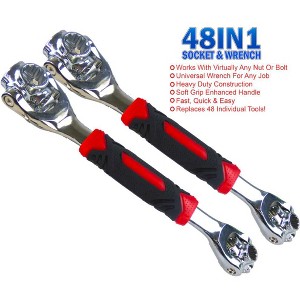 5 Star Super Deals 2pc - Universal Wrench 48 Tools In One Socket - Large , Spline Bolts, 6-Point, 12-Point, Square Damaged Bolts and Standard/Metric - 1 of 4