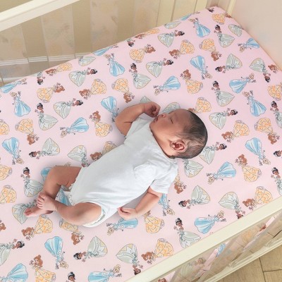 Disney Princesses Pink and Blue Toddler Crib Sheet Set