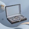 24-Slot Watch Box, Lockable Storage Case with Glass Lid, Ink Black Synthetic Leather, Dove Gray Lining - Perfect Gift Idea - 3 of 3