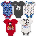 Disney Baby Boy's Mickey Mouse 5 Piece Bodysuit, Graphic Printed Baby Creepers Set for infant