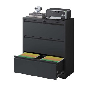 YONWAY 4 Drawer Lateral File Cabinet with Lock, Steel File Storage Cabinet, for Legal/Letter/A4/F4 Size, for Home Office and School - 1 of 4