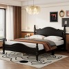 Wood Platform Bed with Retro Design Headboard, Sturdy Pine Frame, No box spring beds, Easy Assembly-Maison Boucle - 3 of 4