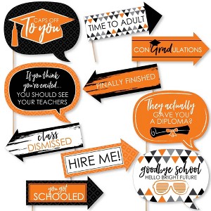 Big Dot of Happiness Funny Orange Graduation Party Photo Booth Props Kit - 10 Piece - 1 of 4