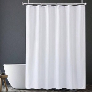 White waterproof shower liner, soft fabric with weighted stones, 120g heavy duty, 72x72 inches. - 1 of 4
