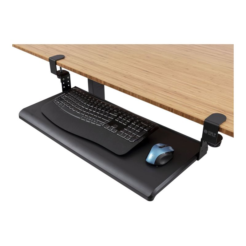 Stand Up Desk Store Clamp-On Retractable Adjustable Keyboard Tray / Under Desk Keyboard Tray | Increase Comfort And Usable Desk Space | For Desks Up To 1.5", 1 of 5