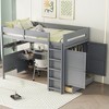 Full Size Wooden Loft Bed with Wardrobe, Desk, Drawers and Storage Shelves 4Q - ModernLuxe - image 2 of 4