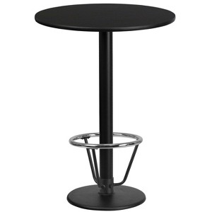 Emma and Oliver 24"RD Black Laminate Bar Table Top-18"RD Base/Foot Ring - 1 of 1