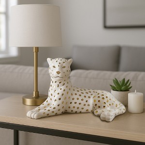 Decorative Leopard Sculpture for Home Decor - Contemporary Figurine for Bathroom, Office, Bedroom, or Shelf Decor - 1 of 4