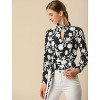INSPIRE CHIC Women's Stand Collar Long Sleeves Smocked Waist Blouse - 2 of 4