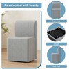 Lirago Wheeled Dining Chair and Footstool Set-Modern Gray Linen Furniture with Rolling Function for Living Room and Bedroom - 3 of 4