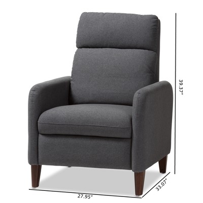 Casanova Mid-Century Modern Gray Fabric Recliner Chair