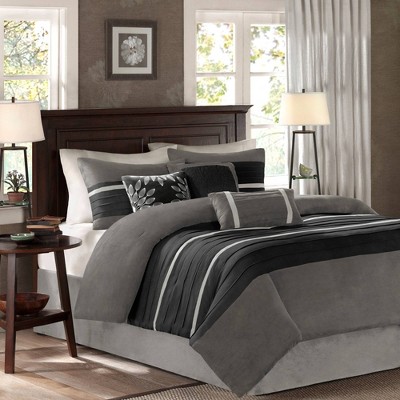 7pc King Dakota Microsuede Comforter Set - Black/Gray