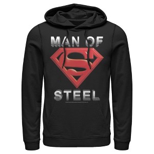 Men's Superman Man of Steel Beveled Logo Pull Over Hoodie - 1 of 3