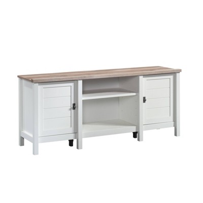 Cottage Road TV Stand for TVs up to 65" with Doors Soft White - Sauder: Modern Media Console, Laminate Surface
