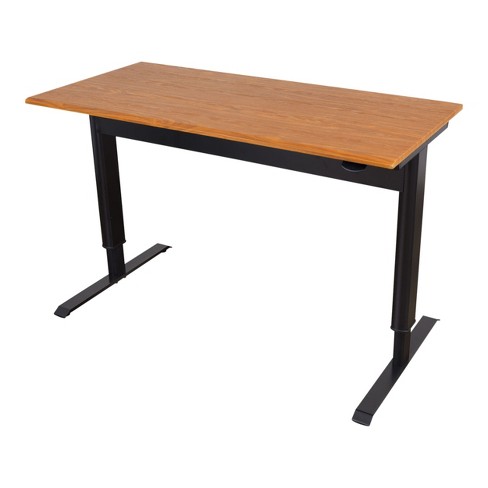 Stand Up Desk Store Crank Adjustable Height L-Shaped Standing Desk with  Steel Frame (Black Frame/Black Top, 72 Wide)