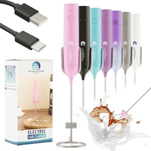 Rechargeable Milk Frother with 3 Speeds and 2-Layer Stainless Steel Whisk – Handheld Foam Maker for Coffee, Lattes, Matcha, Protein Shakes - 1 of 4