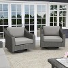 Martha Stewart Bedford Set of 2 Indoor-Outdoor Patio Chairs in Rattan Wicker with 360° Swivel and All-Weather Cushions - 2 of 4