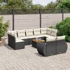 vidaXL 10 Piece Patio Sofa Set with Cushions Black and Cream - 5x Middle + 2x Corner + Table - 2 of 4