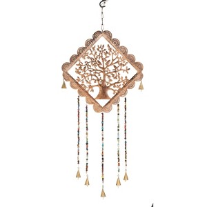 29" x 14" Eclectic Metal Tree Windchime with Beaded Strands Gold - Olivia & May: Iron Construction, Decorative Bells, Spot Clean - 1 of 4