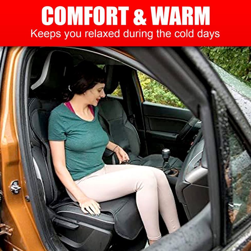 Zone Tech Car Heated Travel Seat Cover Cushion - Premium Quality Classic Black Comfortable Seat Cushion (1-Pack), 5 of 7