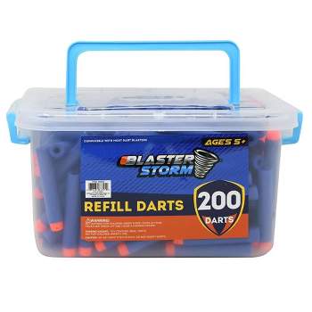 Blaster Storm 200 Foam Darts in Plastic Box - Blue with Orange Tips 2.75"