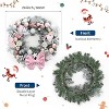 Coucheta 24 Inch Pre-Lit Christmas Wreath - Large Lighted with 20 Warm White LED Lights & Pink Bow, Indoor/Outdoor for Window Fireplace - 4 of 4