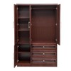 Keloyid Seusar Cherry Wood 46.3 in. Armoire with 3 Drawers, Shelves and Hanging Rod - 4 of 4