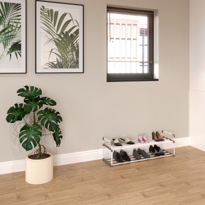 White 2-Tier Plastic Shoe Rack for 10 Pairs
