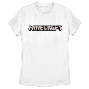 Women's Minecraft Classic Logo White T-Shirt - 1 of 4