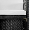 vidaXL 5-Piece Outdoor Poly Rattan Dining Set - Black Patio Furniture with Cushions and Glass Tabletop - Includes 2 Chairs and 2 Stools - 4 of 4