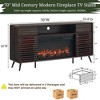 SinCiDo 70" Fireplace TV Stand, for 80" TV, w/ 36" Electric Fireplace, Remote Control, 3D Types of Flames & LED Lights, Slatted Sliding Doors,Drawers - 3 of 4