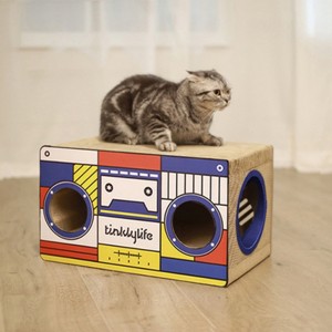 FURNIinspire Cat Condo Scratcher Post Cardboard,Rectangle Stereo Pattern Cat Scratching House Bed,22.44"*11.61"*13" - 1 of 4